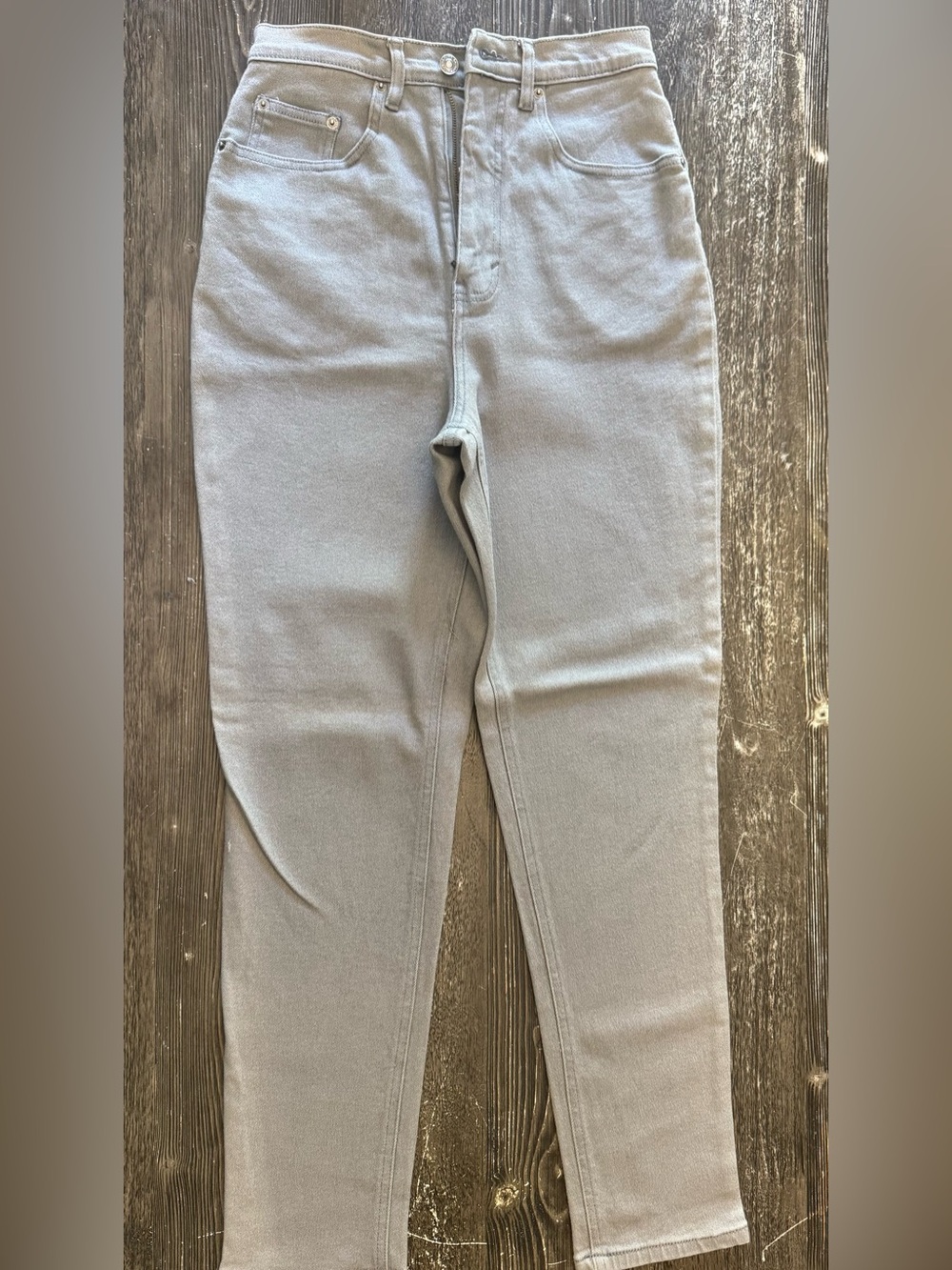 NWT VTG Route 66 Stretch Fit Gray Denim Button High Rise Jeans 30/29 Women 9/10